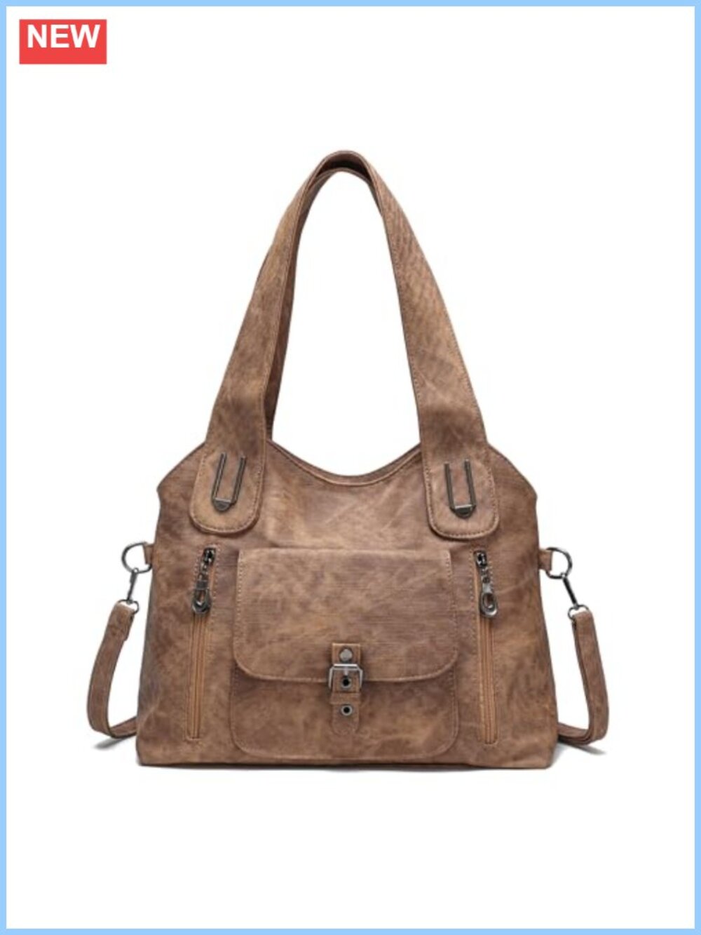 Vintage Crossbody City Bag for Women Faux Leather Retro Washed Slouchy Y2K